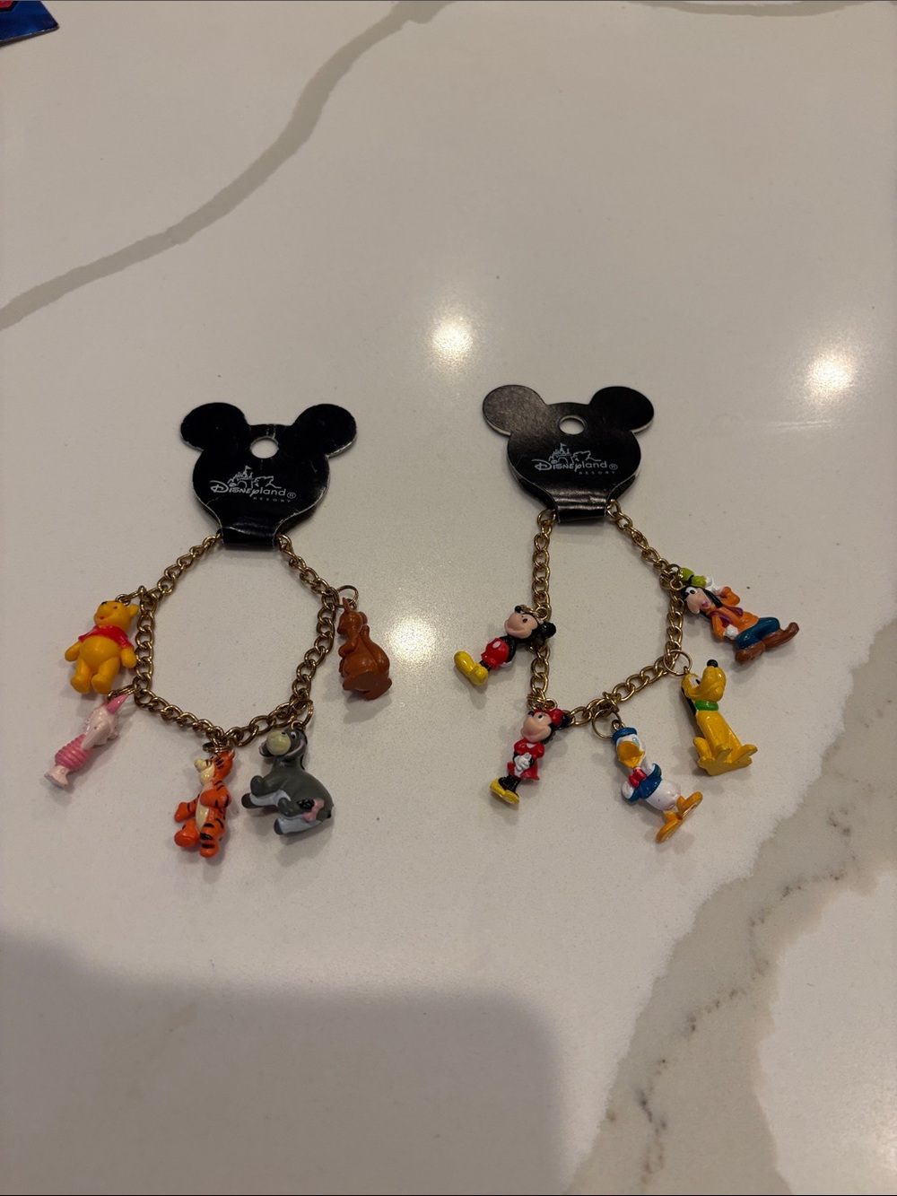 NWT set of 2 Winnie the Pooh & characters Charm Bracelets gold tone